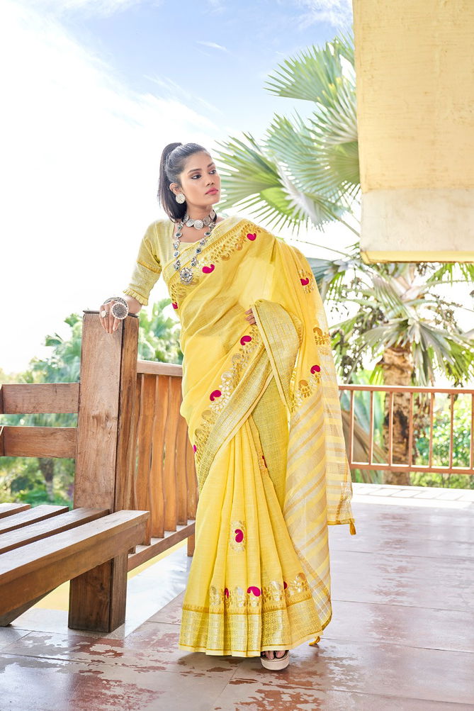 Rajyog Andaz  Latest Fancy Festive Wear Designer Rich Look Exclusive Linen Silk Saree Collection